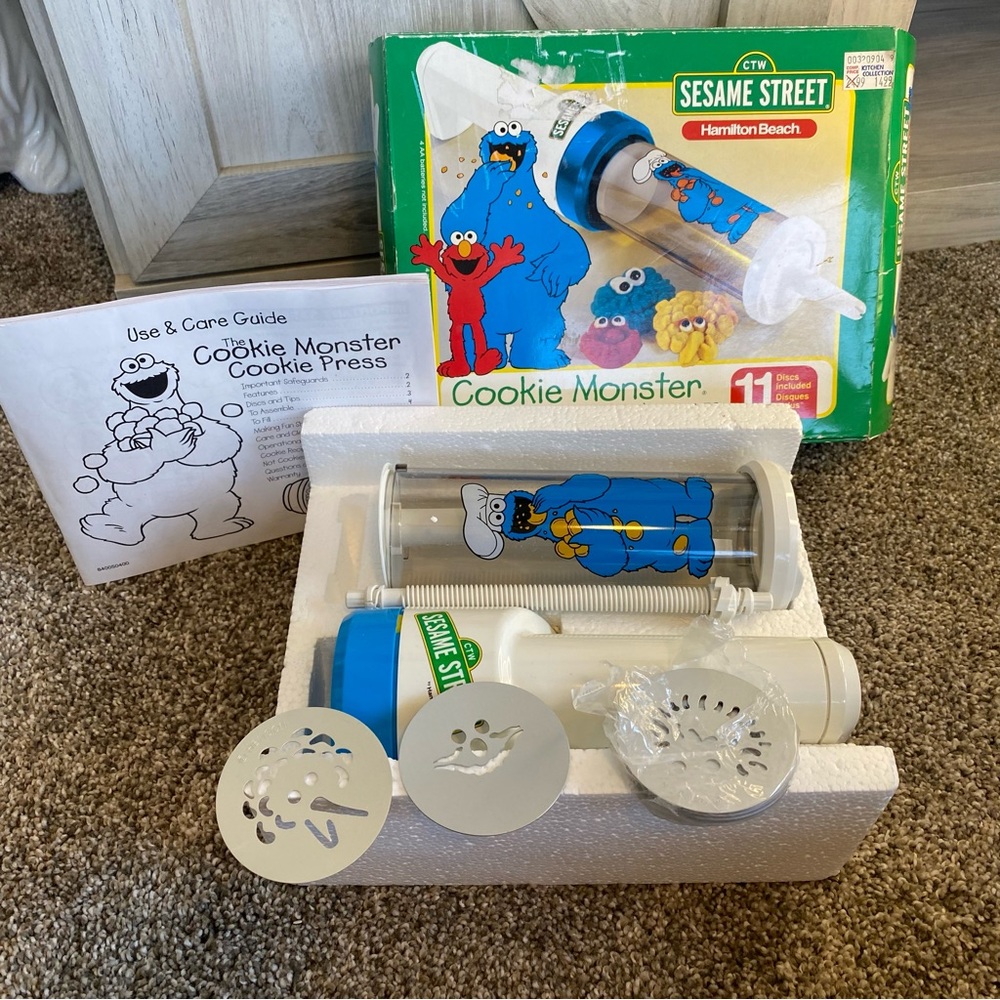Vintage Hamilton Beach Sesame Street Cookie Monster Cookie Press, 1980s Baking